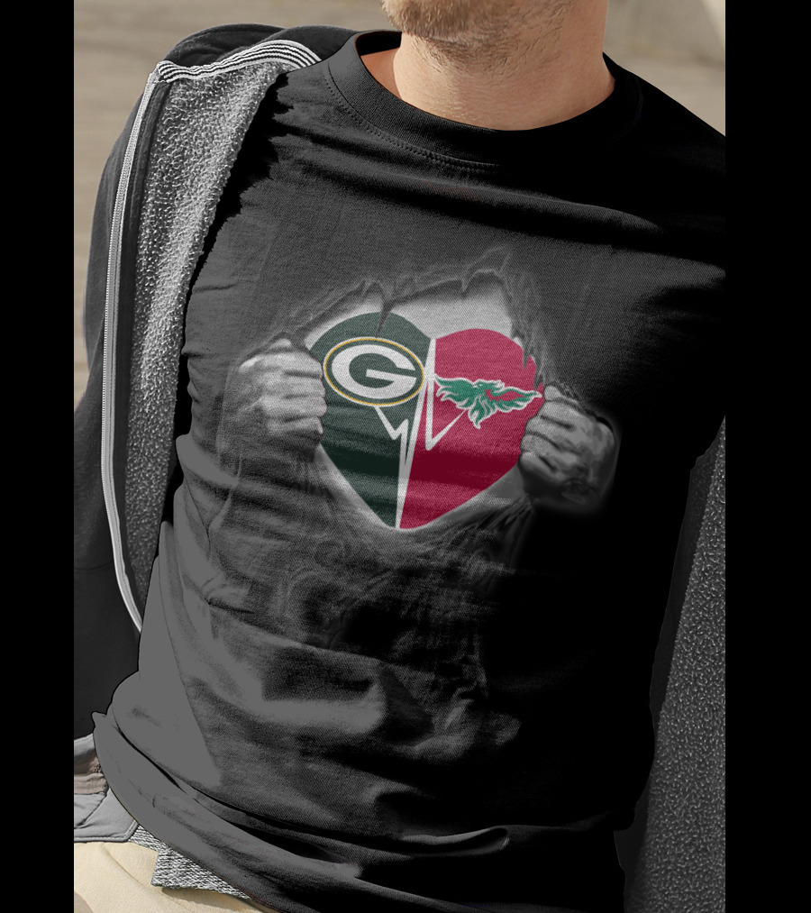 Packers Green Bay G Phoenix Heart Torn T-Shirt