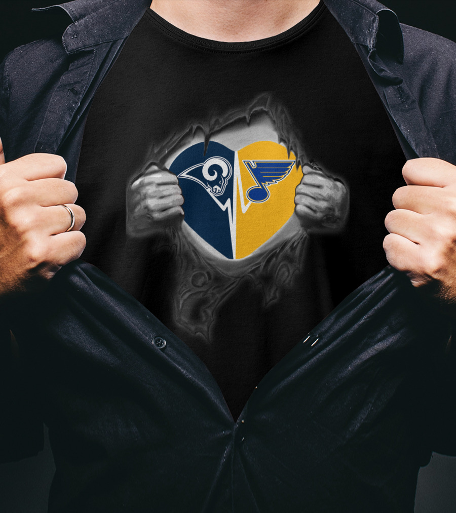 Rams Blues Heart Torn T-Shirt