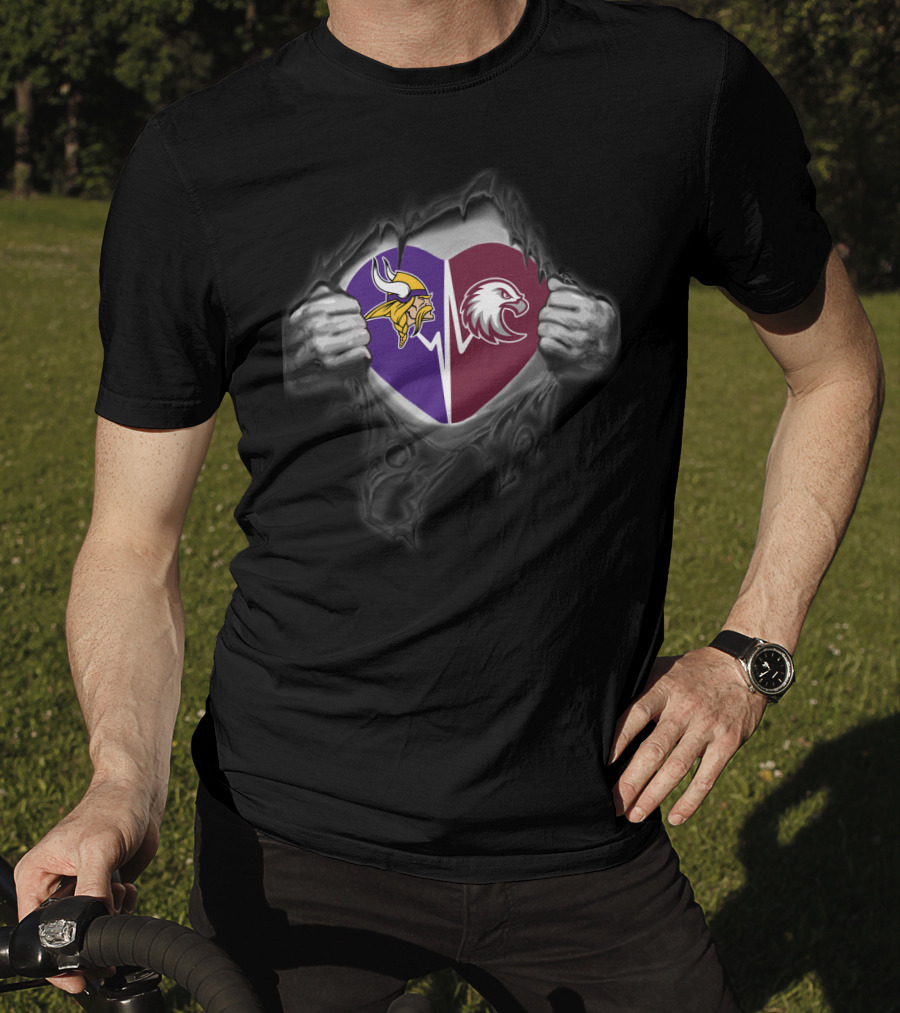 Minnesota Vikings Augsburg Auggies Heart Logo Fusion T-Shirt
