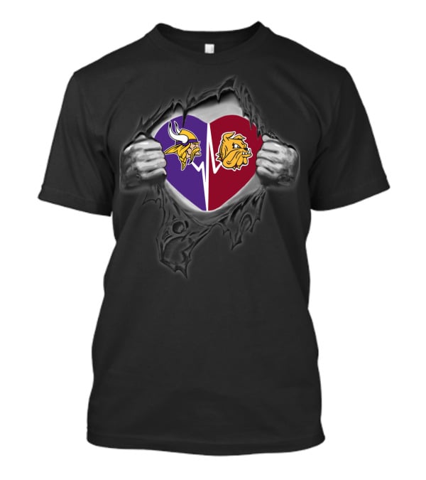 Vikings Duluth Bulldogs Heart Split T-Shirt