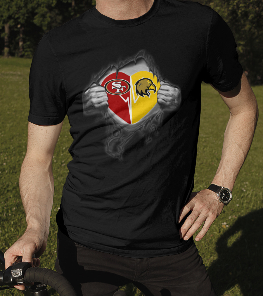 San Francisco 49ers Golden Eagles Heart T-Shirt