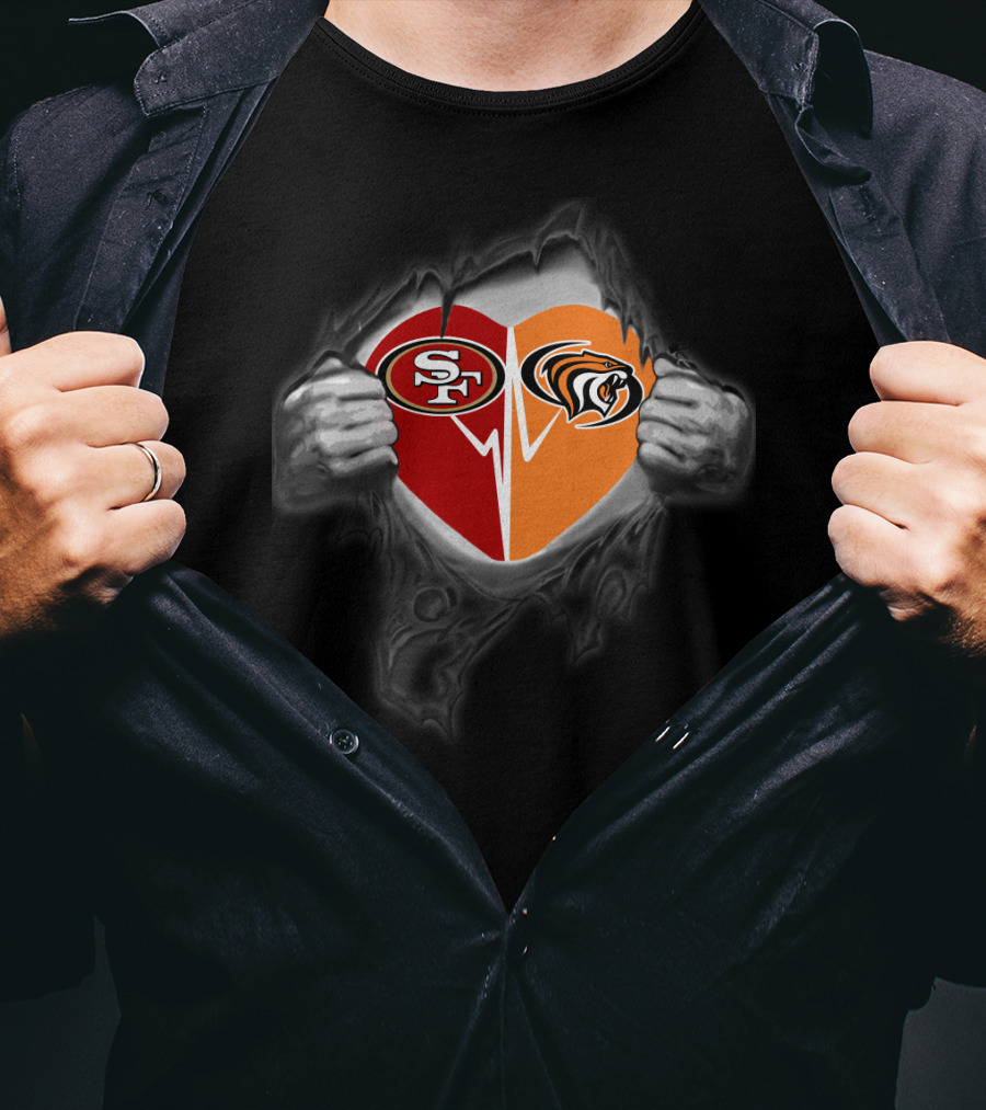 49ers Sf Pacific Tigers Heart Split T-Shirt