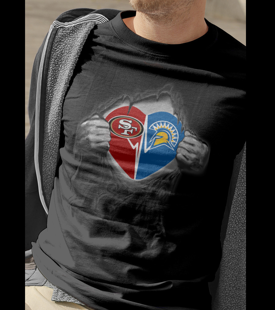 49ers Heart San Jose State Spartans Fusion T-Shirt