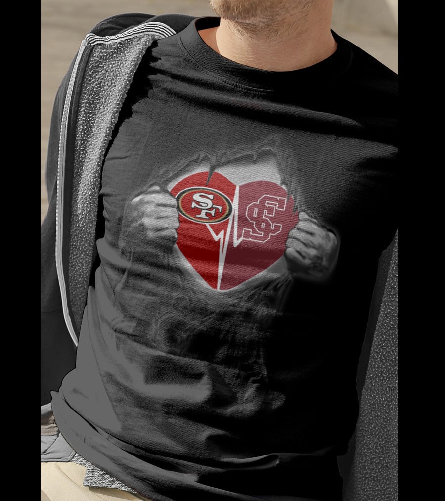 49ers Santa Clara Heart Logo Fusion T-Shirt