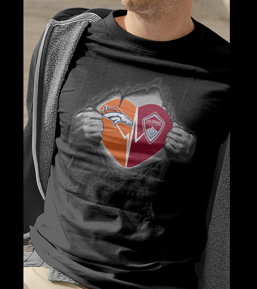 Broncos Colorado Rapids Heart Logo Fusion T-Shirt