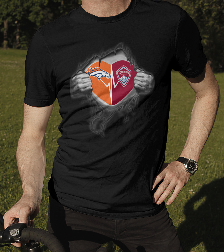 Broncos Colorado Rapids Heart Logo Fusion T-Shirt