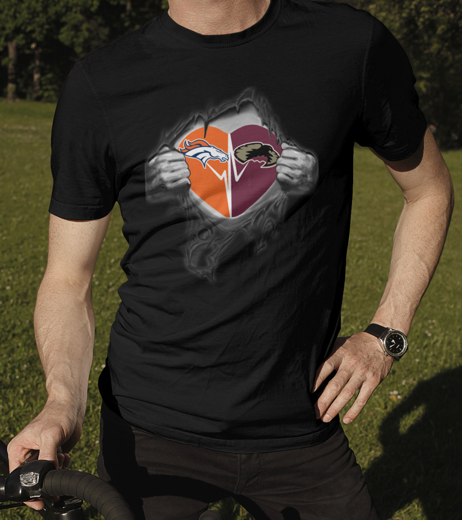 Denver Broncos Heart And Pioneers Logo Fusion T-Shirt