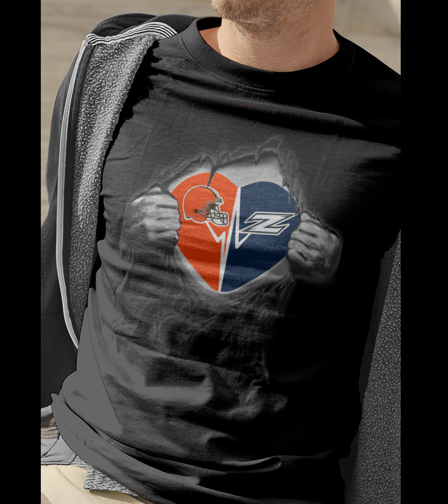 Browns Akron Zips Heart Logo Fusion T-Shirt