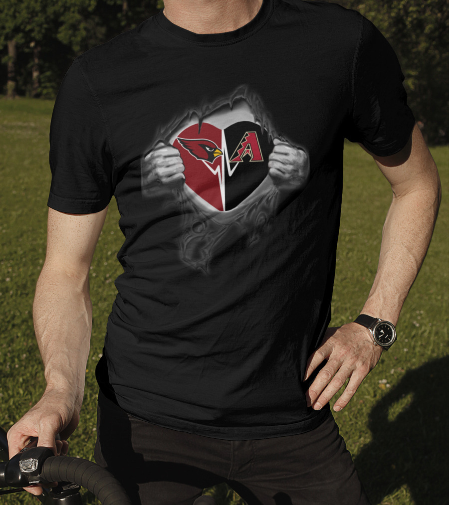 Cardinals And Arizona Diamondbacks Heart T-Shirt
