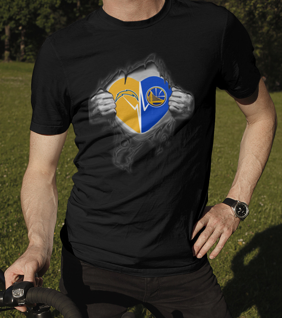 Chargers Golden State Warriors Heart Logo Fusion T-Shirt