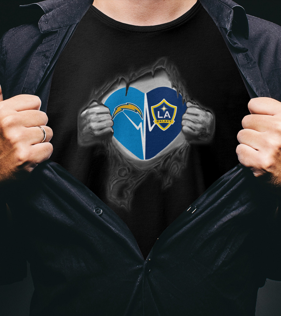 Los Angeles Chargers La Galaxy Heart Logo Fusion T-Shirt
