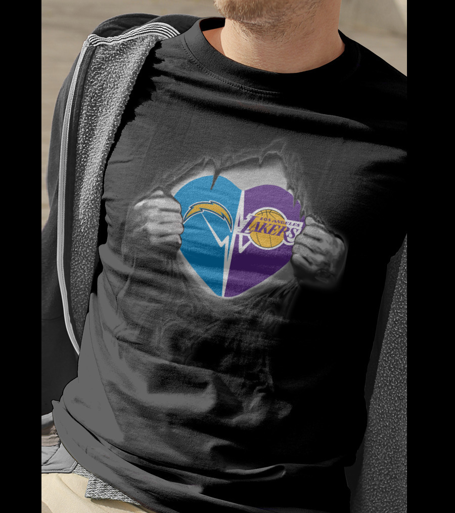 Chargers Lakers Heart Logo Fusion T-Shirt