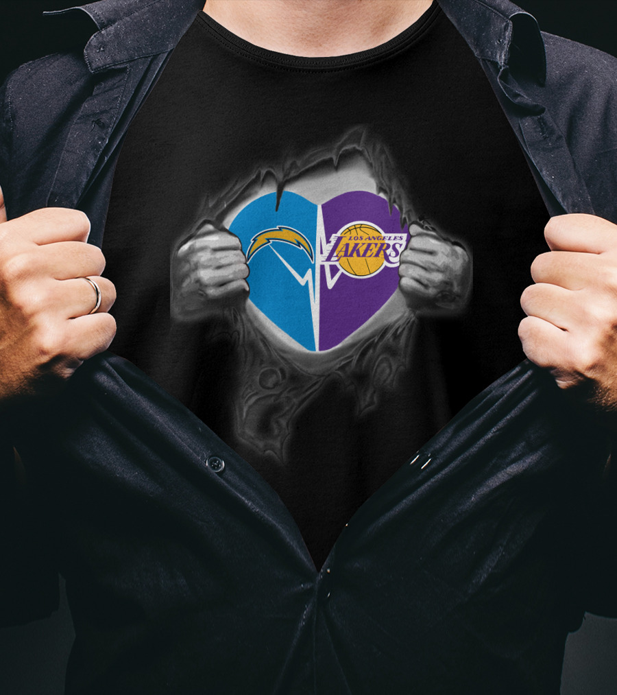 Chargers Lakers Heart Logo Fusion T-Shirt