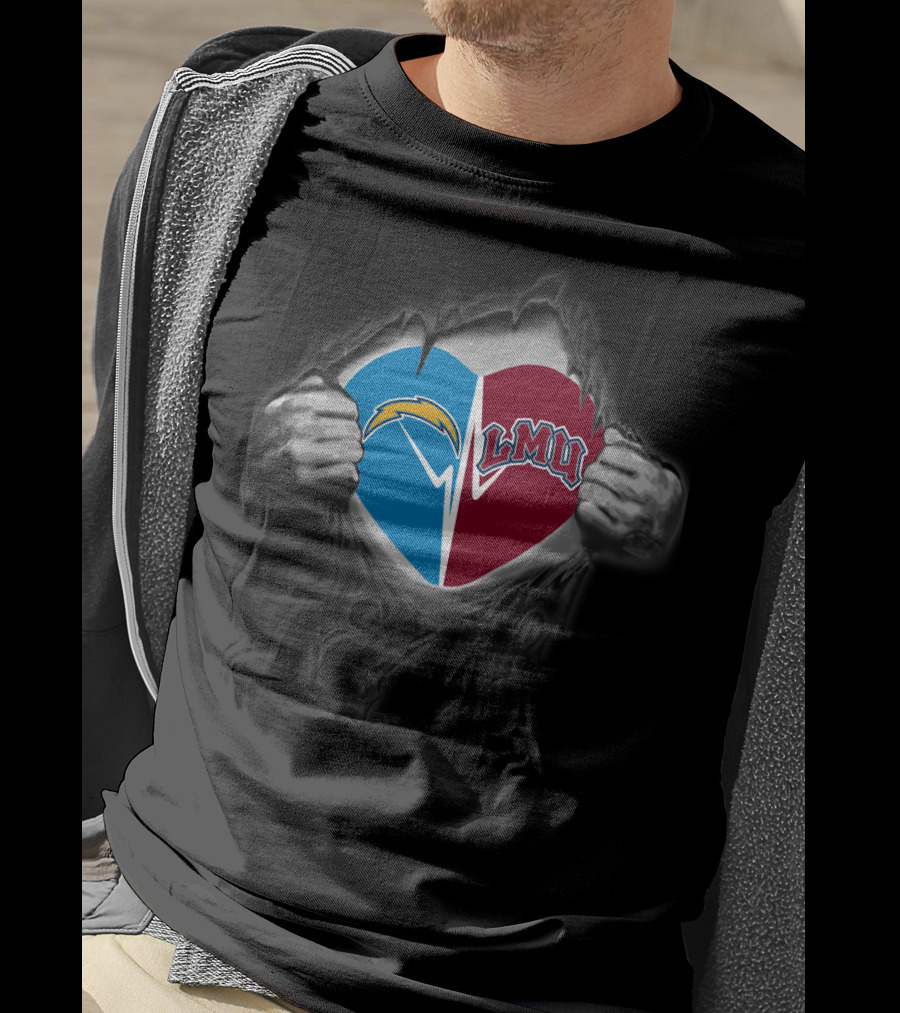 Chargers Lmu Lions Heart Logo Fusion T-Shirt
