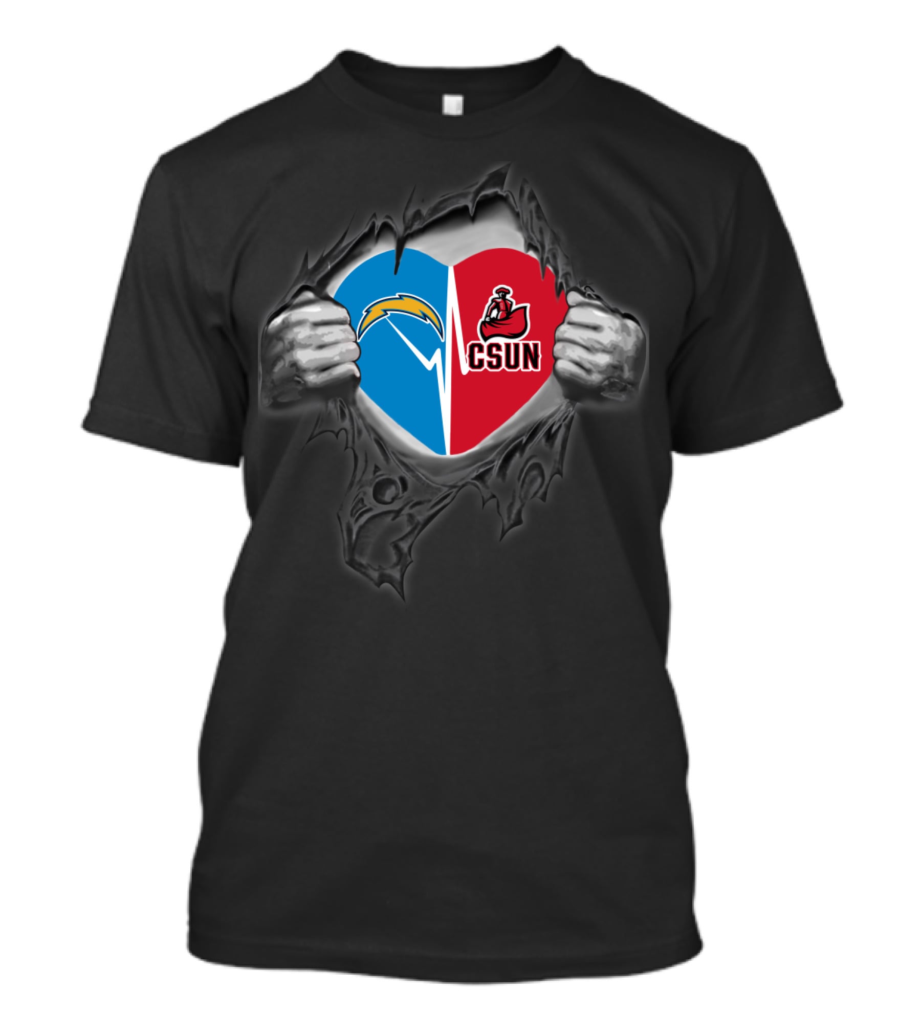 Chargers Csun Matadors Heart Split T-Shirt