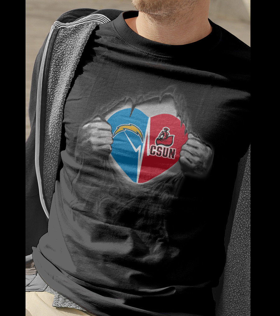 Chargers Csun Matadors Heart Split T-Shirt