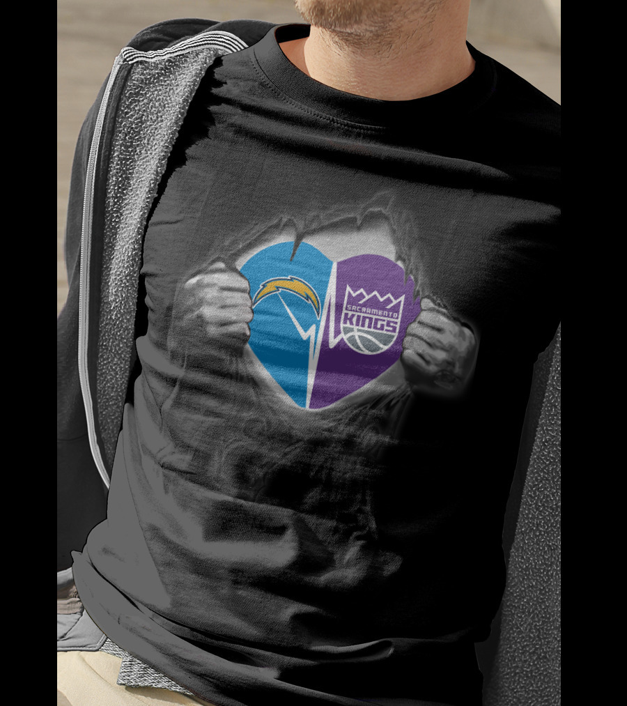 Chargers Sacramento Kings Heart Logo Fusion T-Shirt