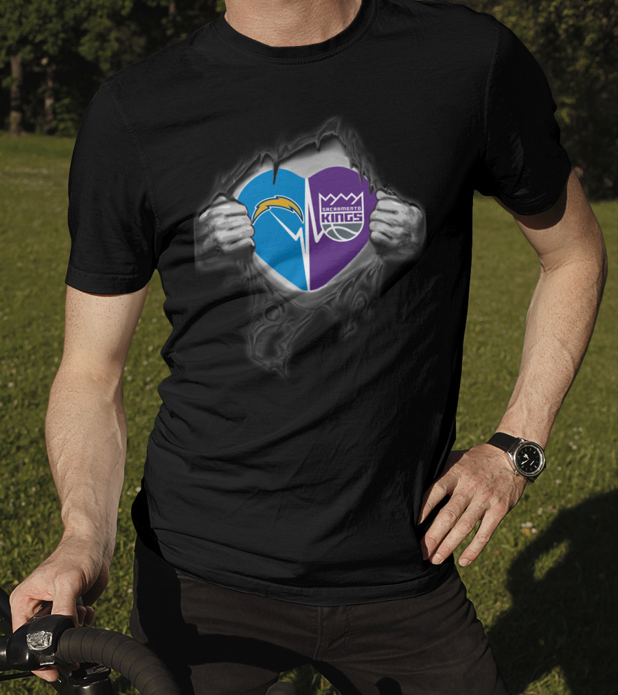 Chargers Sacramento Kings Heart Logo Fusion T-Shirt