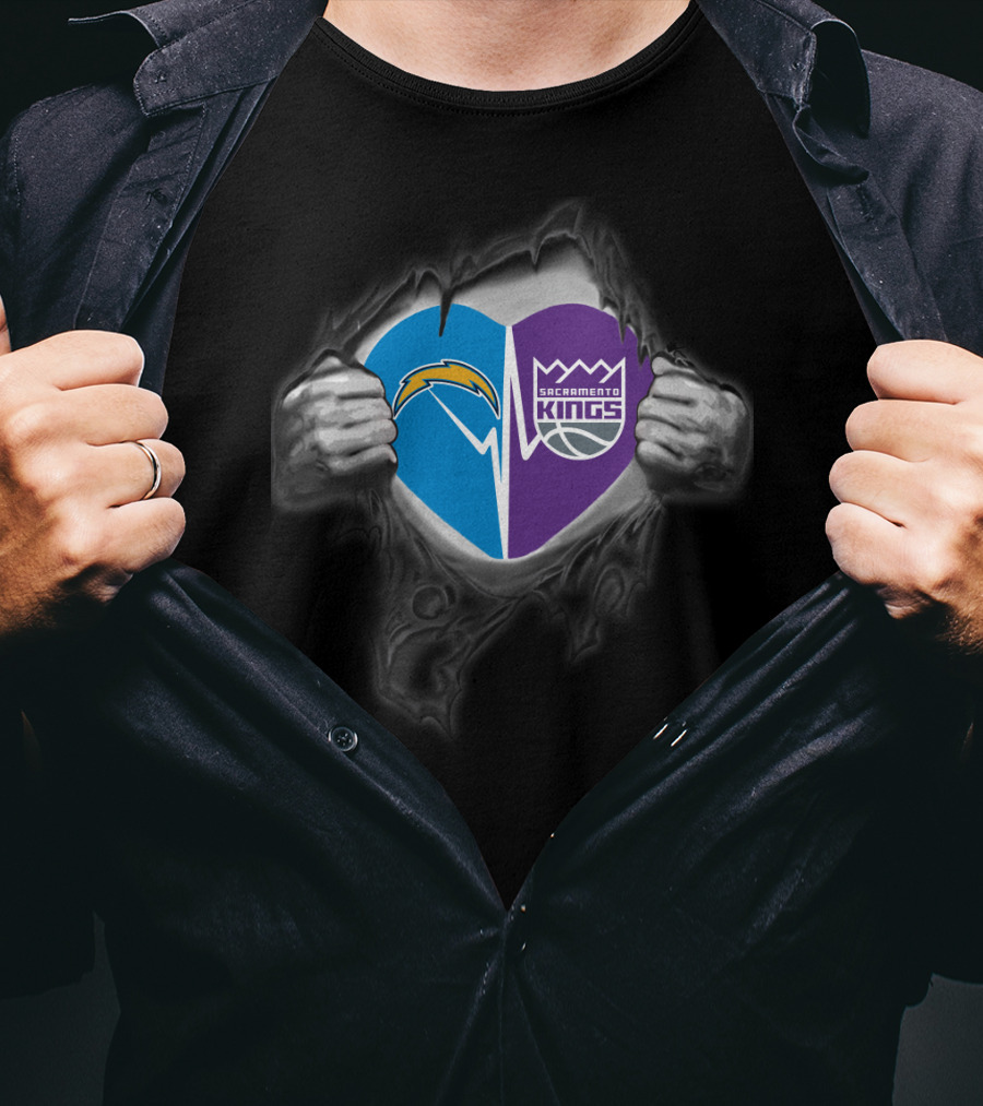 Chargers Sacramento Kings Heart Logo Fusion T-Shirt