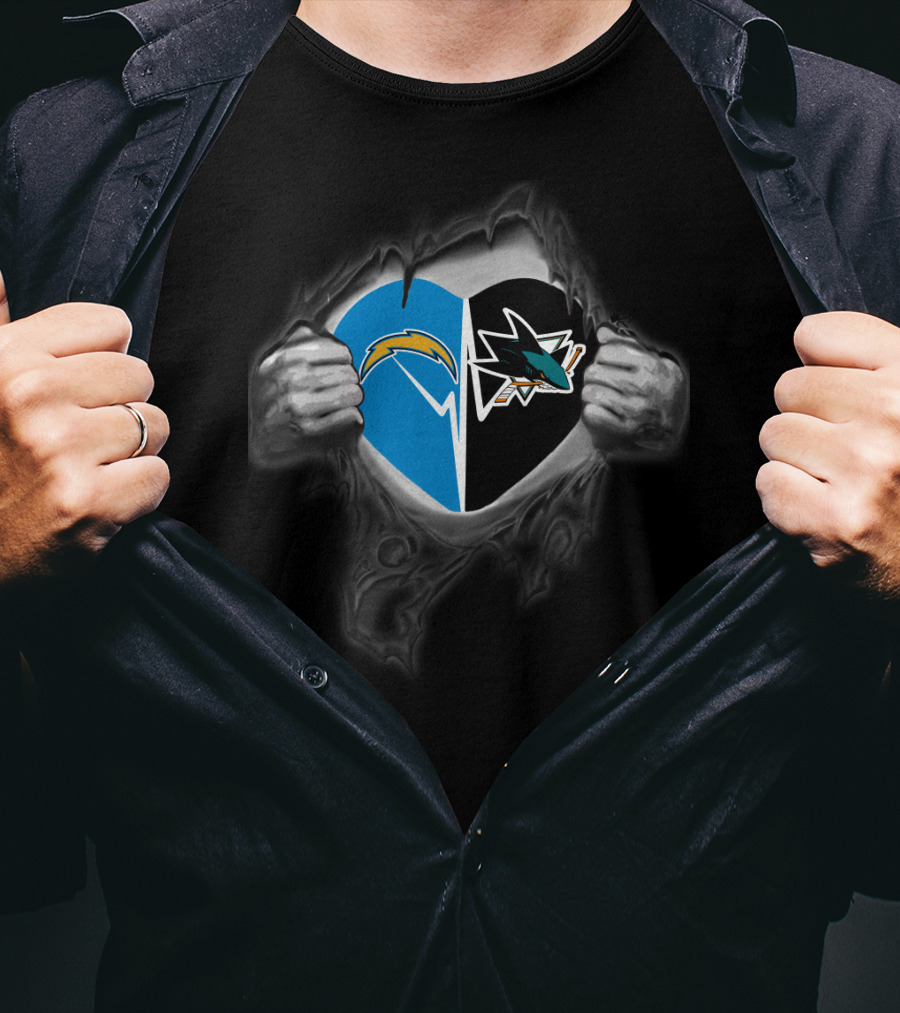 Chargers San Jose Sharks Heart Logo Peeling T-Shirt