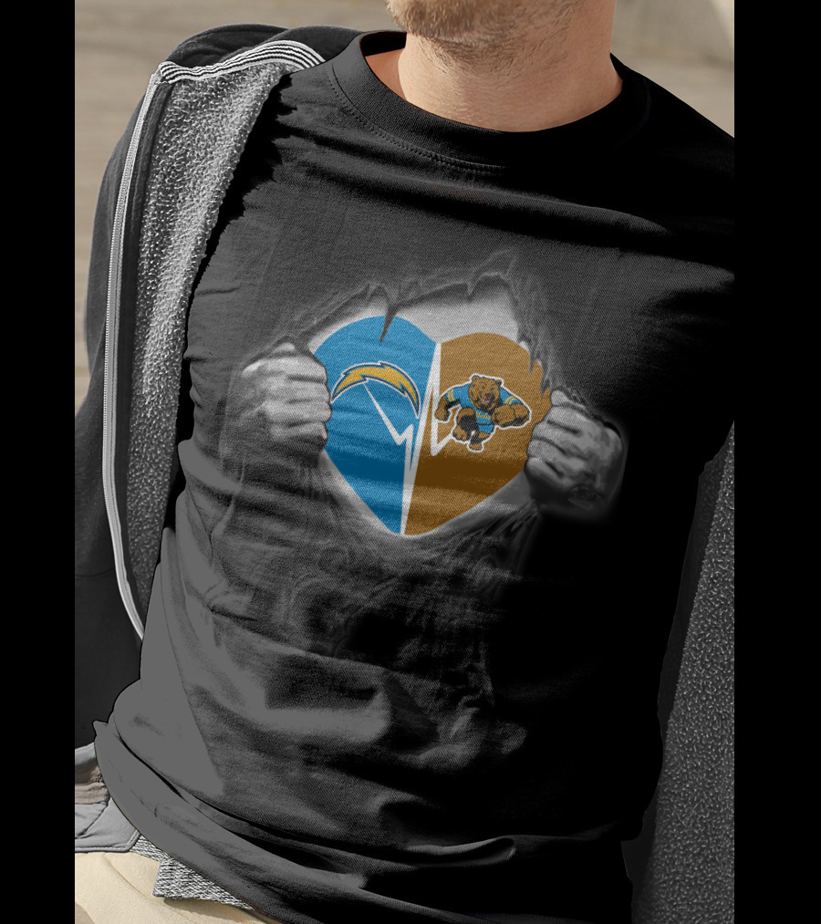 Chargers Ucla Bruins Heart Logo Tear T-Shirt