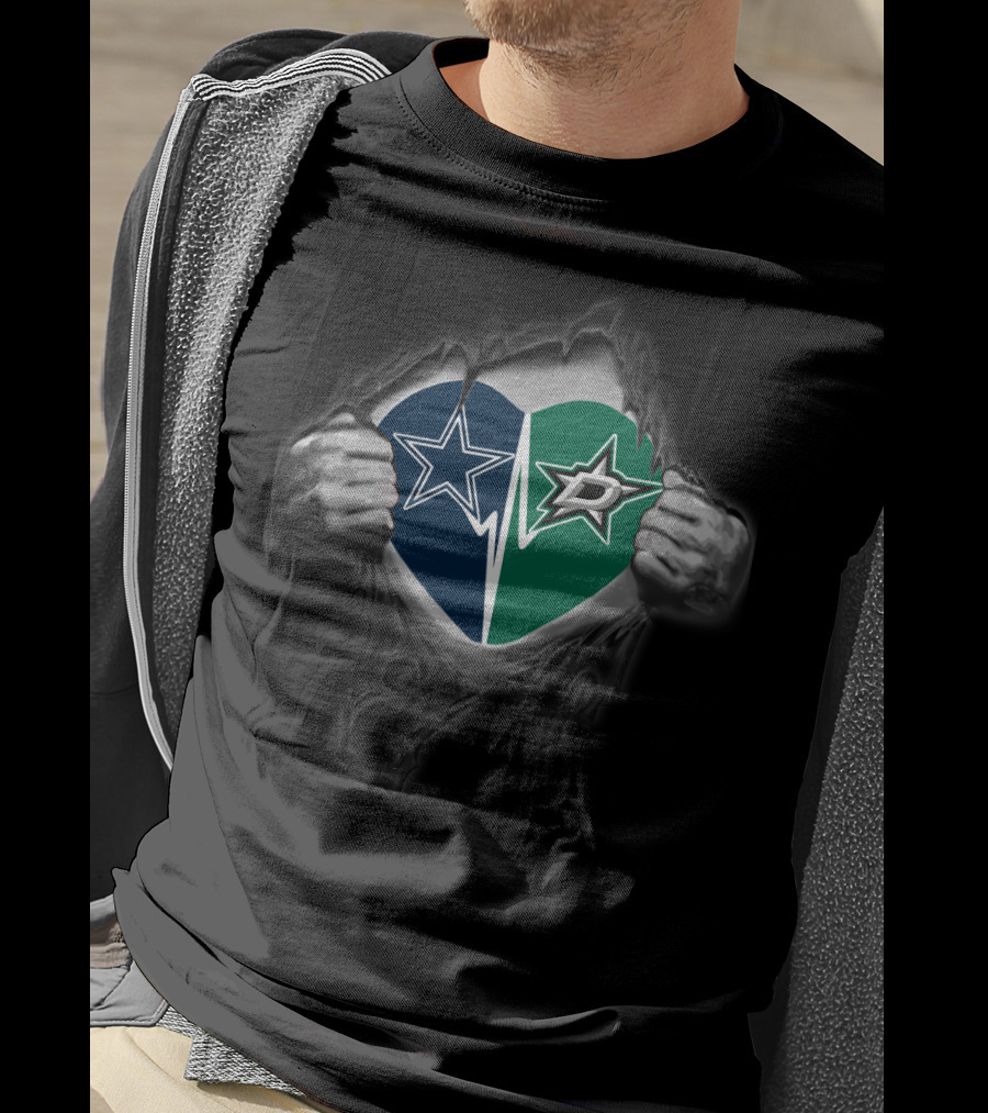 Dallas Cowboys Stars Heart Logo Fusion T-Shirt