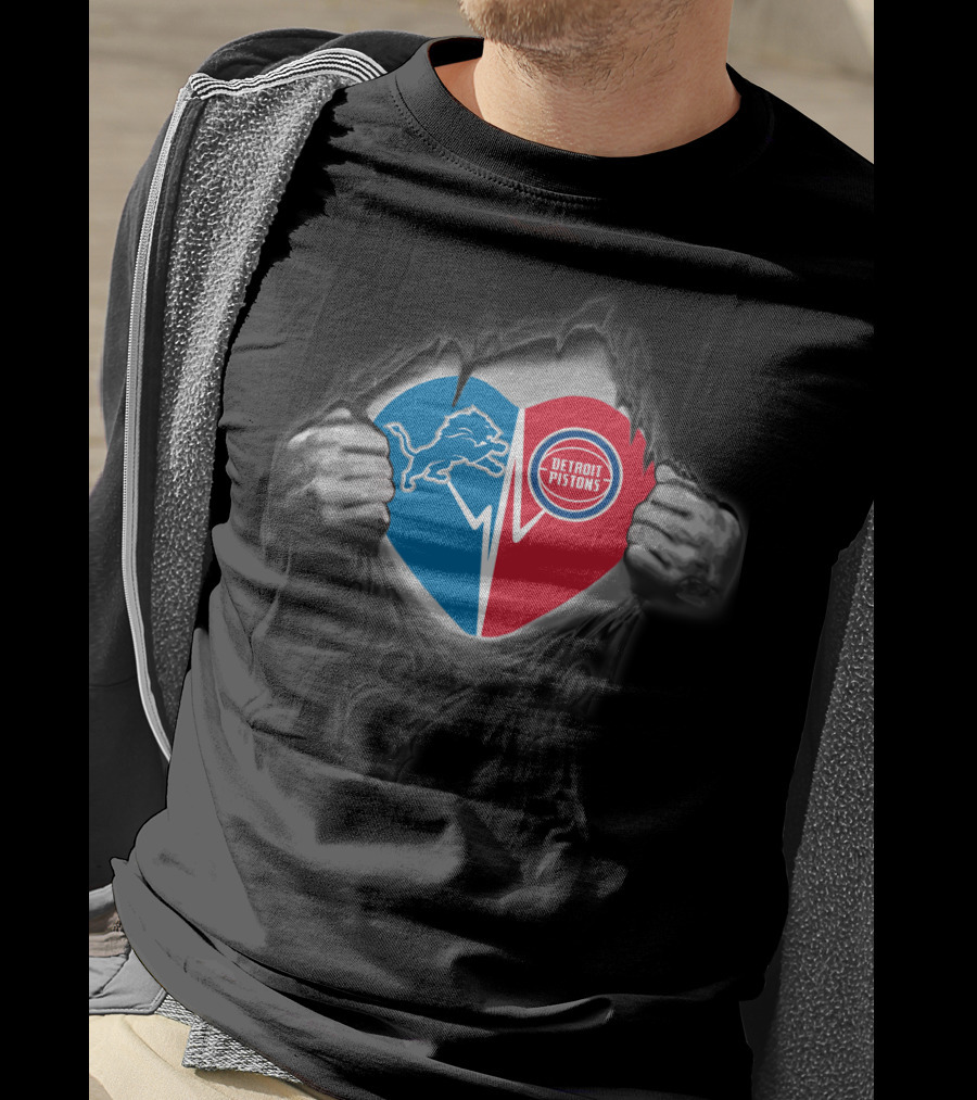 Heart Of Detroit Lions And Pistons T-Shirt