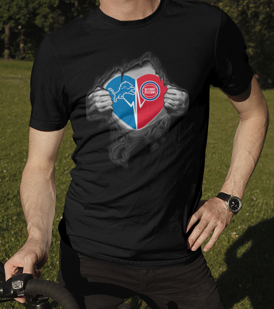 Heart Of Detroit Lions And Pistons T-Shirt