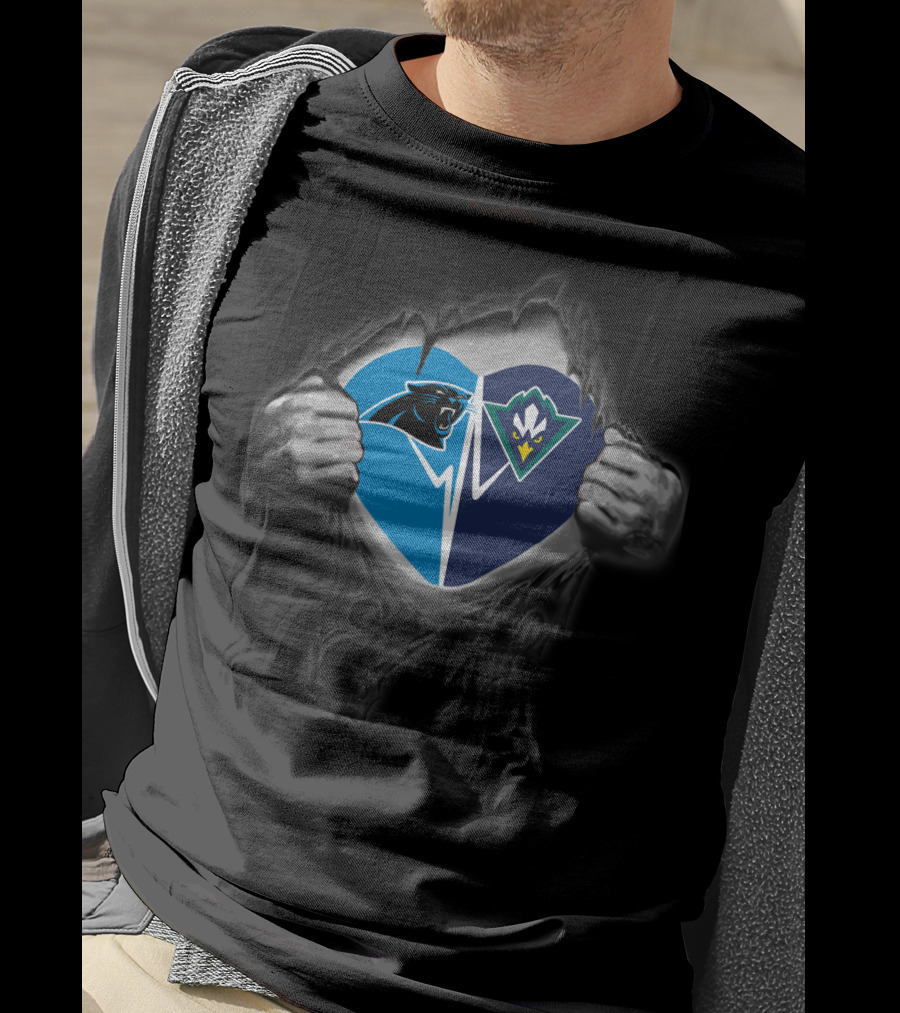 Panthers Seahawks Heart Logo Fusion T-Shirt