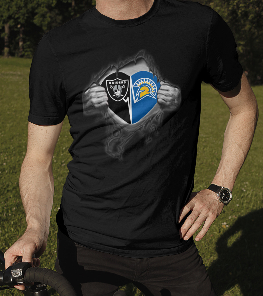 Raiders San Jose State Spartans Heart Logo Fusion T-Shirt