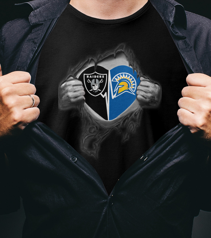 Raiders San Jose State Spartans Heart Logo Fusion T-Shirt