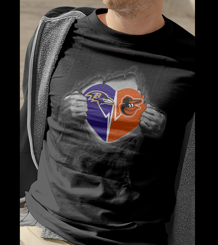 Baltimore Ravens And Orioles Heart T-Shirt