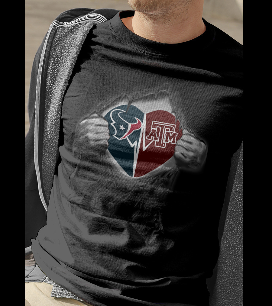 Texans Heart Texas A&M Aggies Logo Fusion T-Shirt