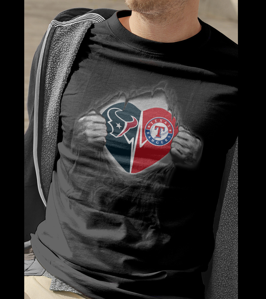 Texans Rangers Heart Logo Combo T-Shirt