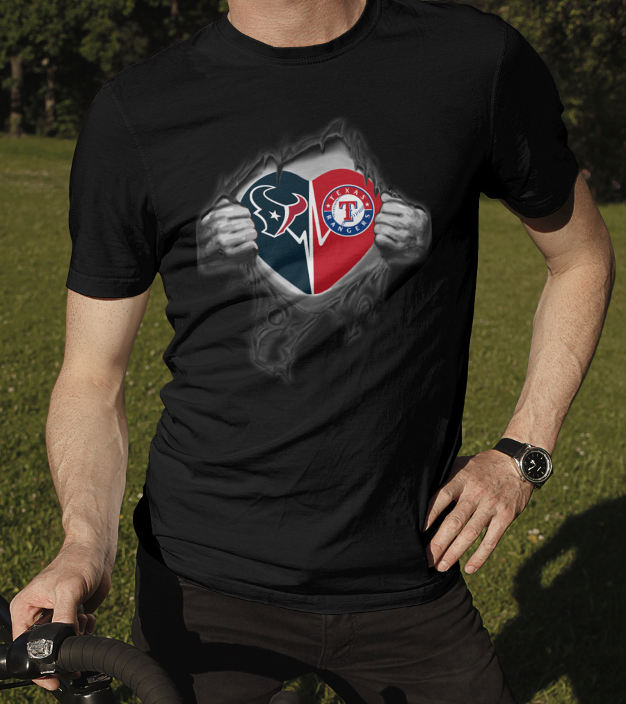 Texans Rangers Heart Logo Combo T-Shirt