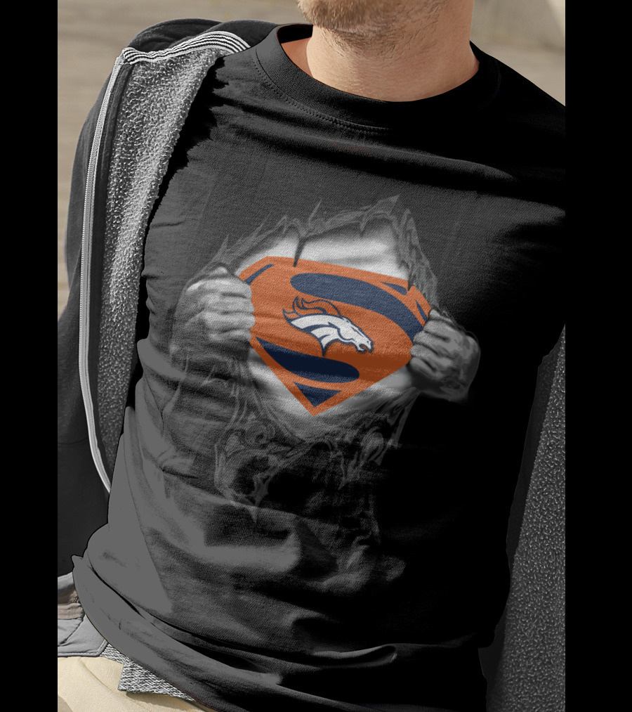 Superman Denver Broncos Logo Tear 52 T-Shirt
