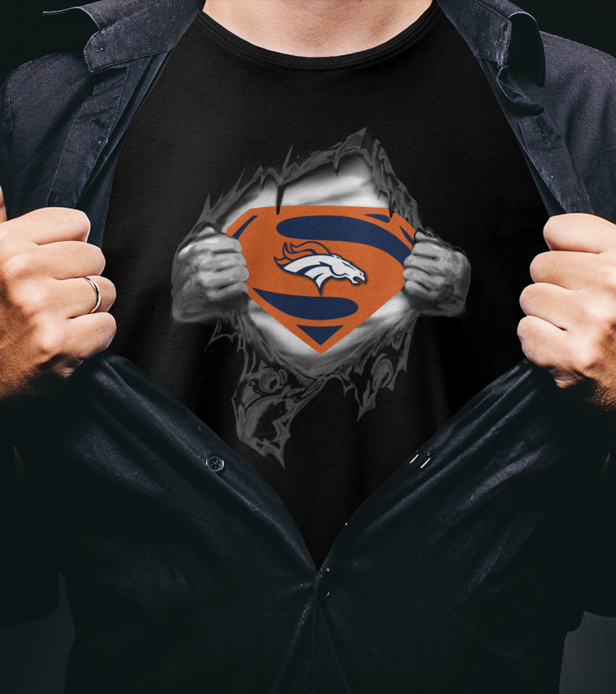 Superman Denver Broncos Logo Tear 52 T-Shirt