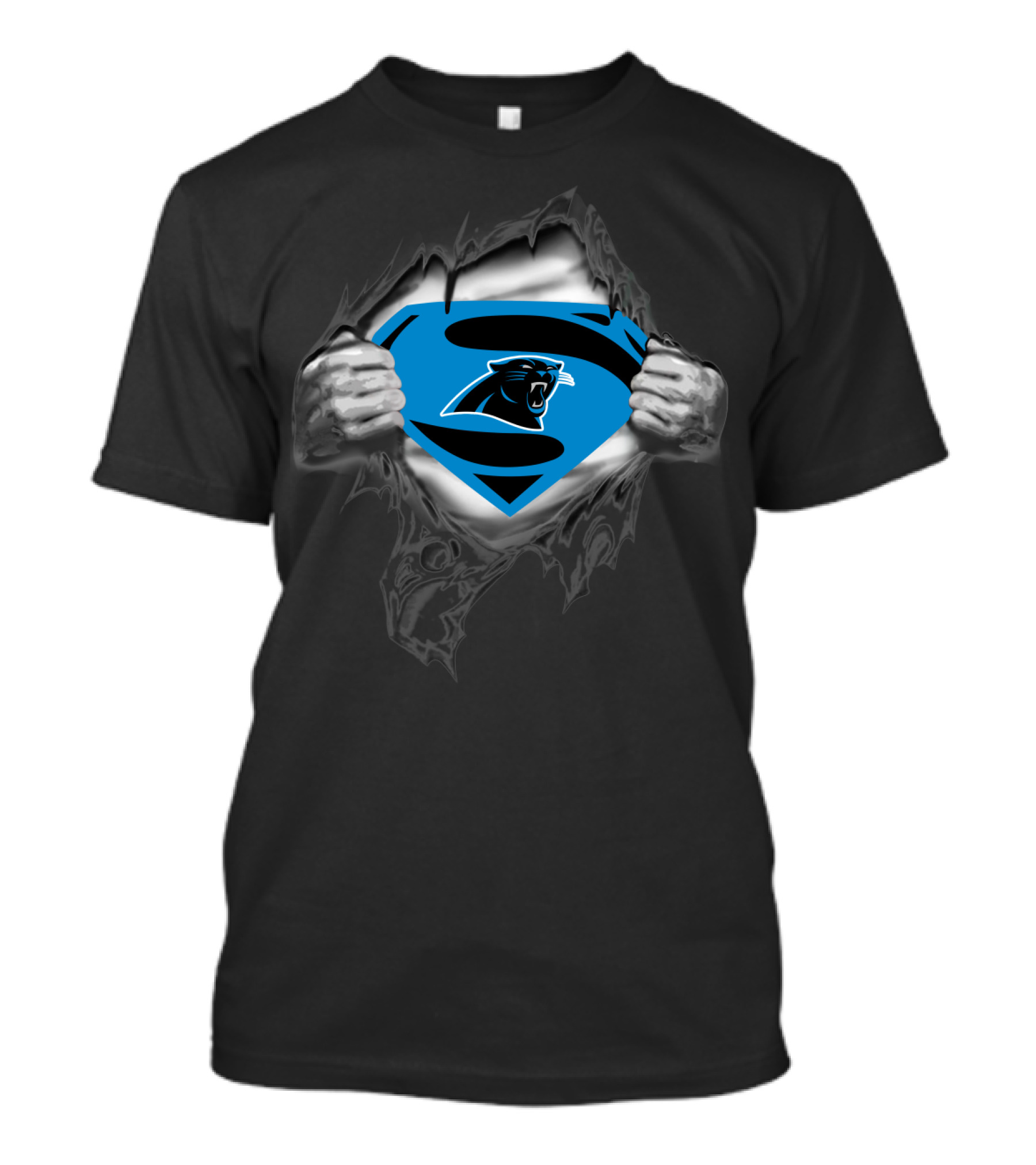 Superhero Rip 57 Carolina Panthers Fusion T-Shirt