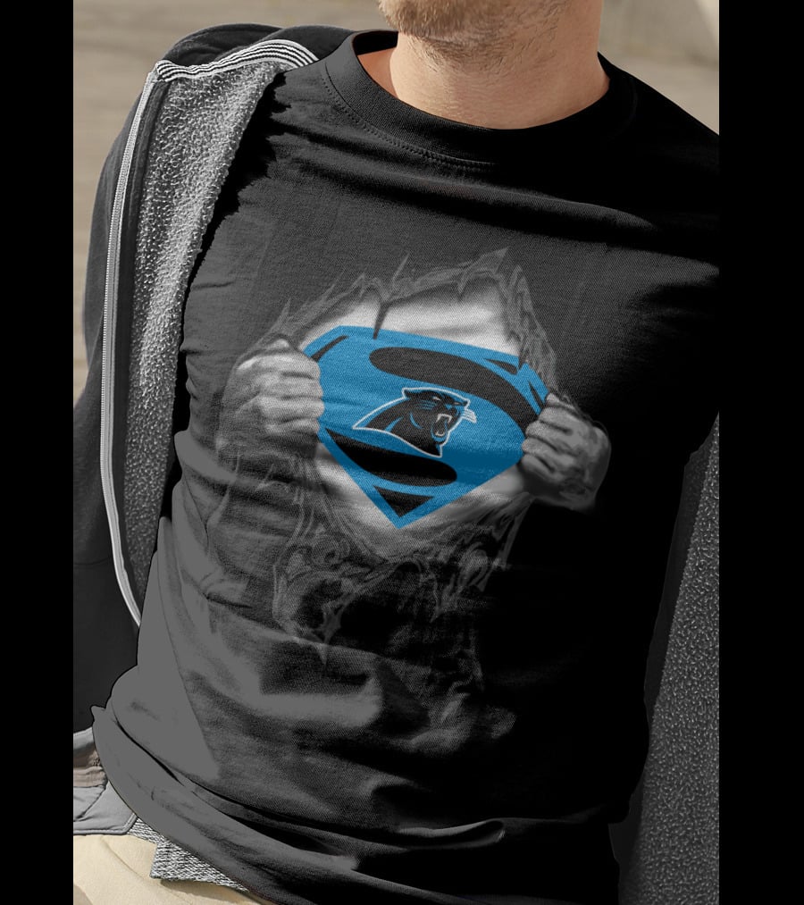 Superhero Rip 57 Carolina Panthers Fusion T-Shirt