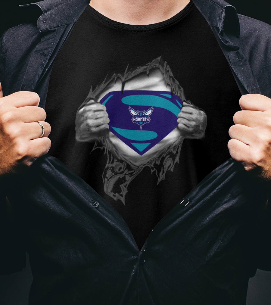 Superman Charlotte Hornets Logo Reveal T-Shirt