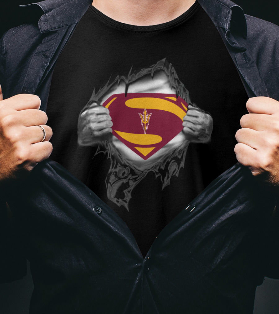 Superman Logo With Arizona State Sun Devils Theme T-Shirt