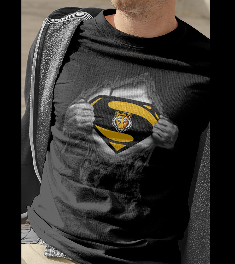 Superman Logo Style With Depauw Tigers Emblem T-Shirt