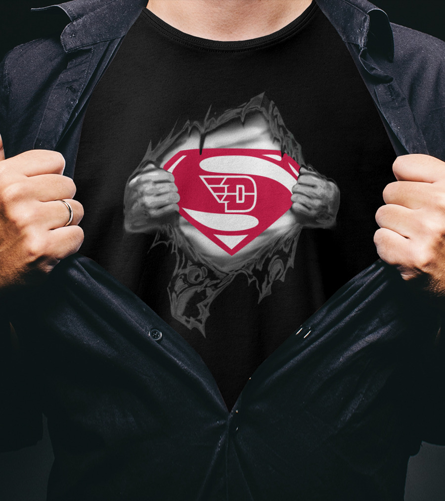 Dayton Flyers Superman Logo Rip T-Shirt