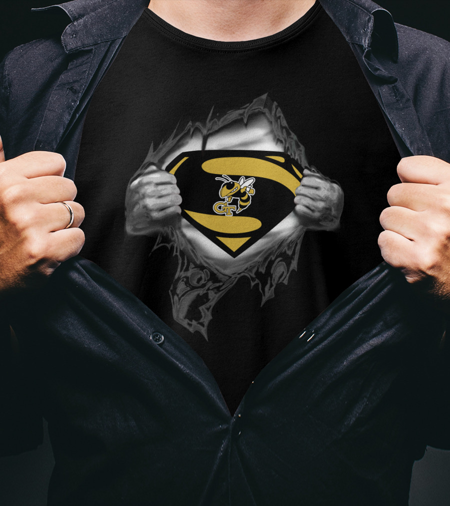 Superhero Georgia Tech Yellow Jackets Gt Logo Reveal T-Shirt