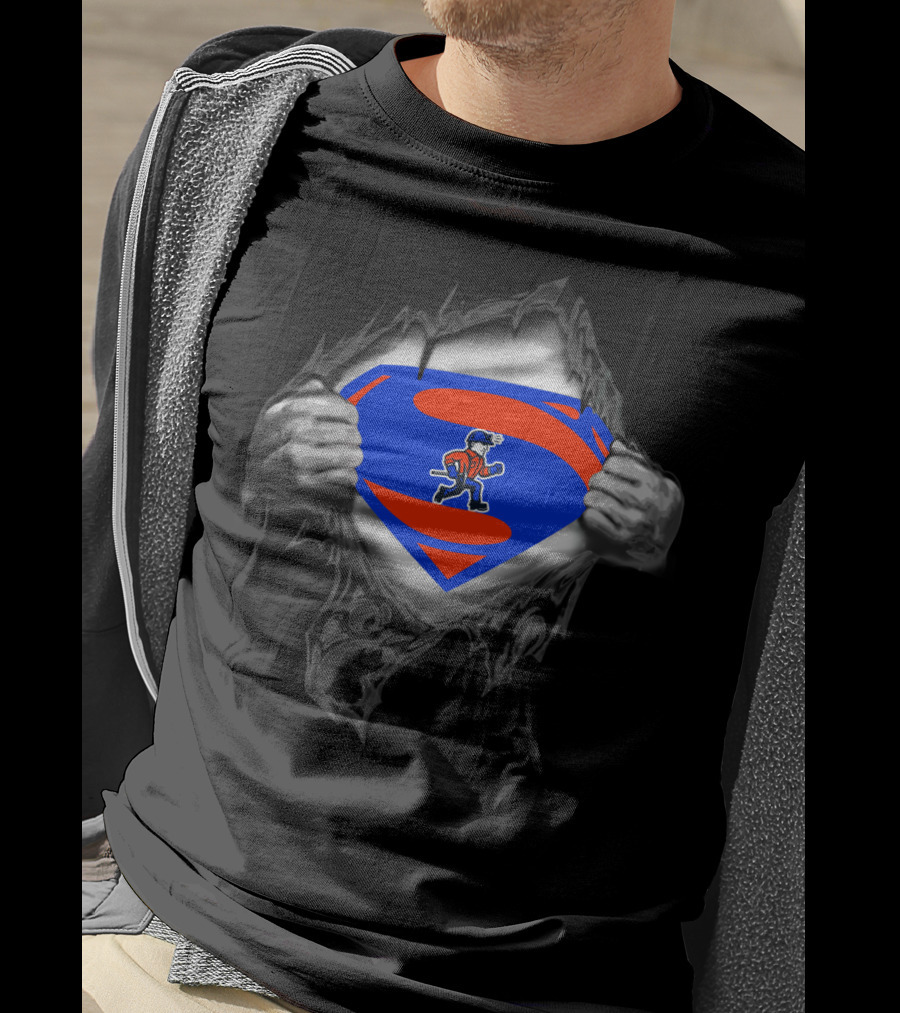 Platteville Pioneers Superhero Superman Logo Tear T-Shirt