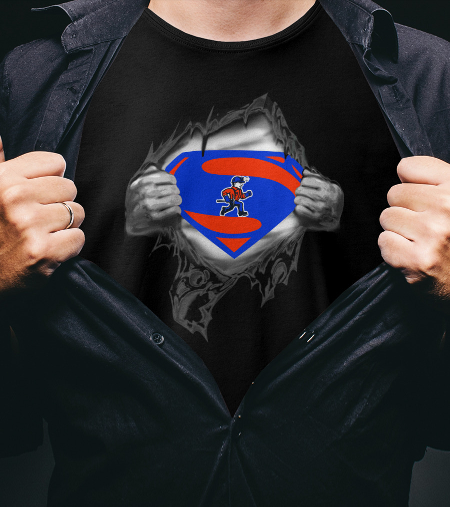 Platteville Pioneers Superhero Superman Logo Tear T-Shirt