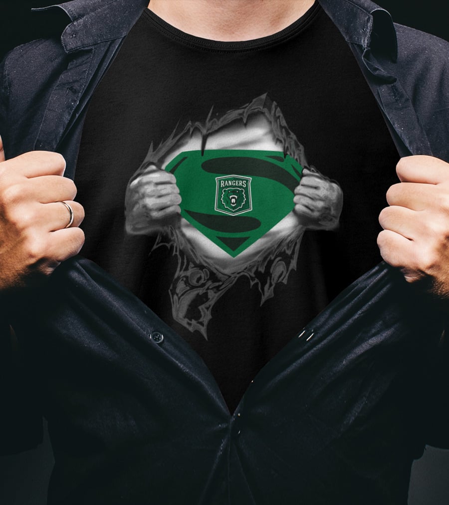 Parkside Rangers Superhero Style Emblem With Green Shield And Bear T-Shirt