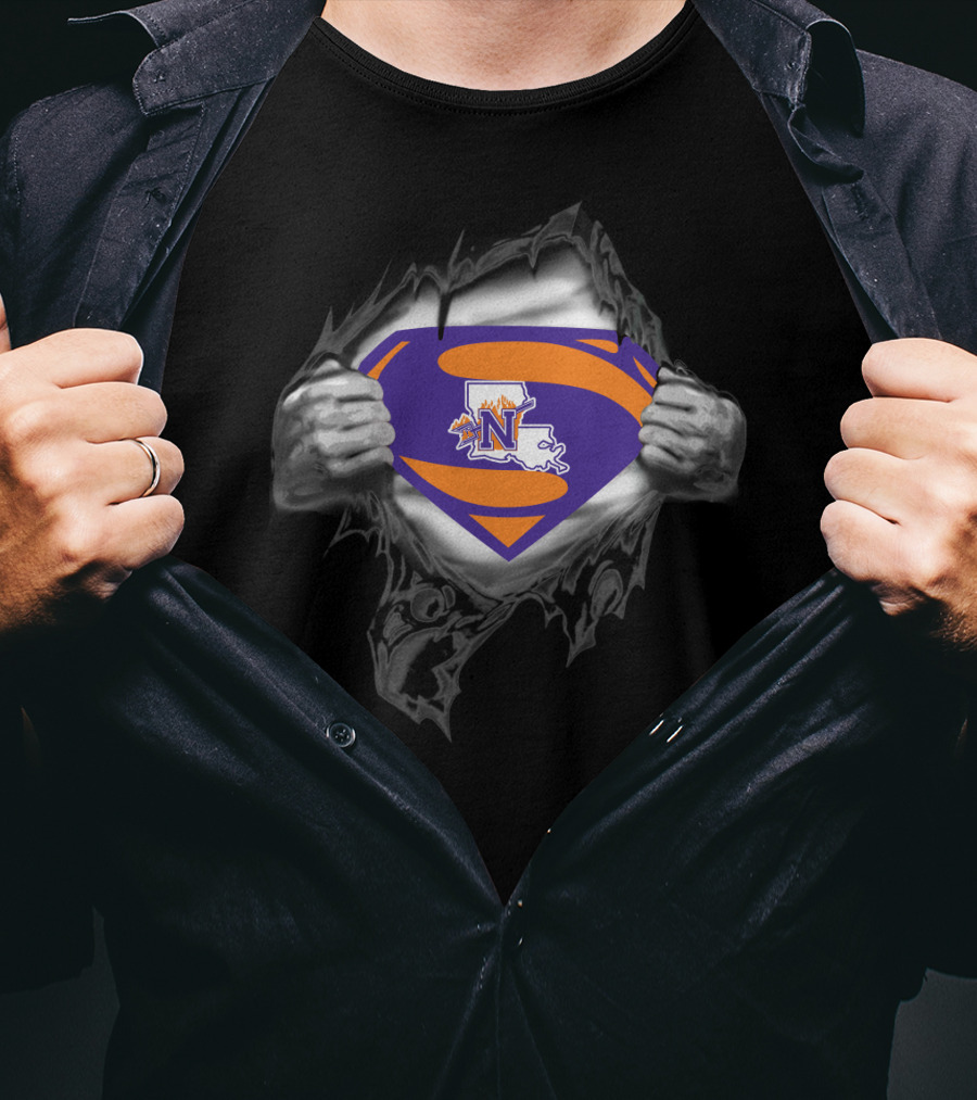Northwestern State Demons Louisiana Logo Inside Superman Symbol T-Shirt