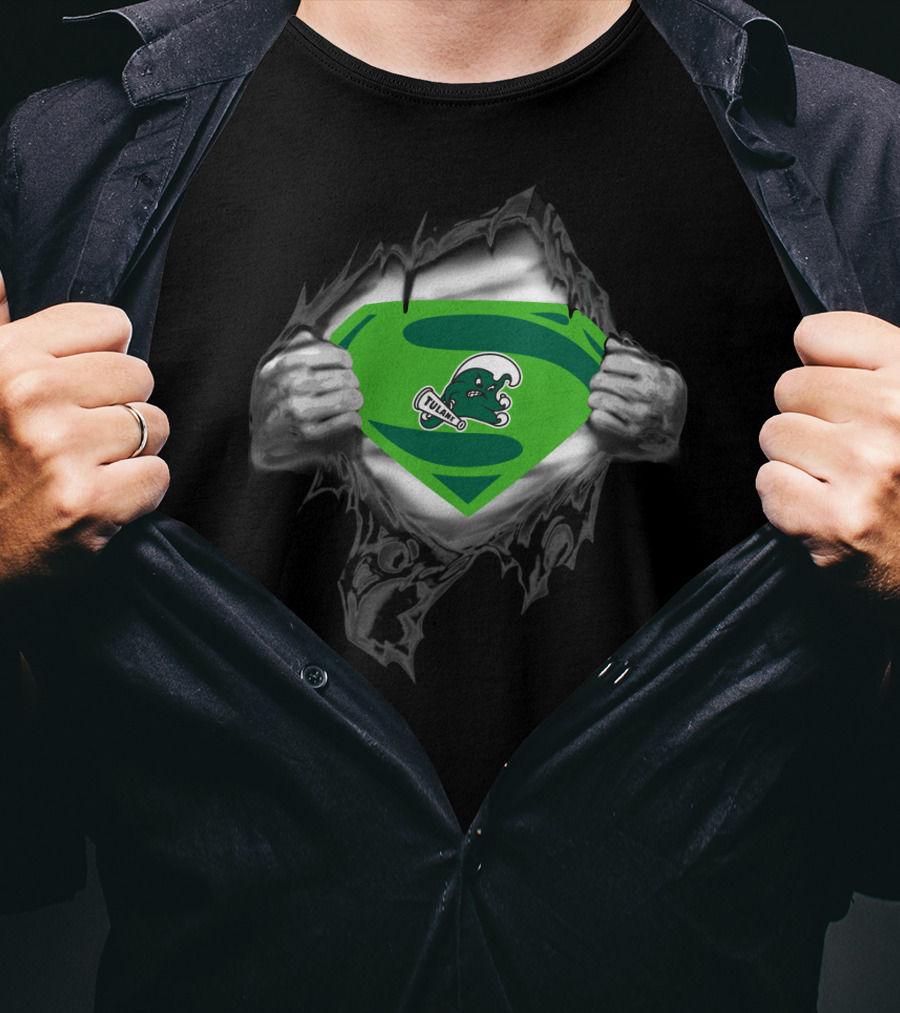 Superhero Reveal Tulane Green Wave Logo 346 T-Shirt