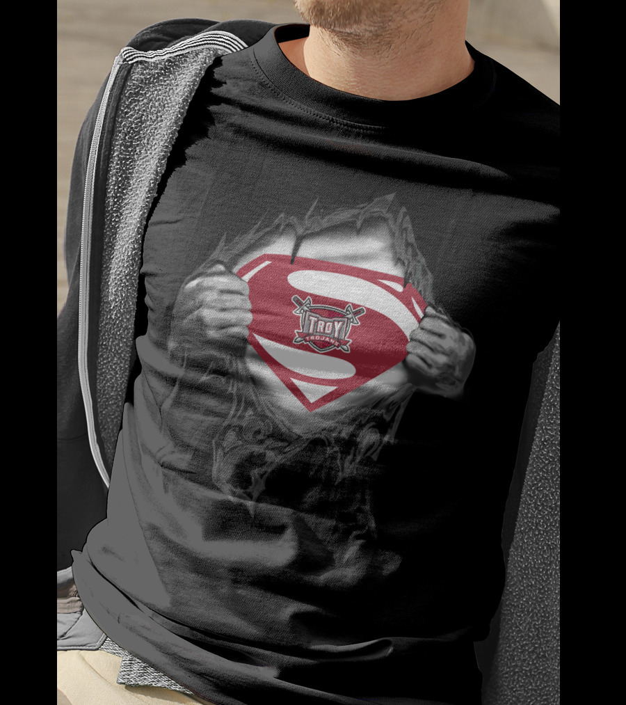 Troy Trojans Superhero Shield Emblem 347 T-Shirt